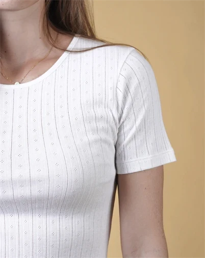 Elsk - Pointelle Womens T-shirt - Off White